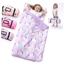 Nap Mat with Pillow Blanket Set: Sleeping Mats for Toddler Kids - Thick Unicorn