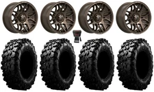 MSA Radar 14" Wheels Matte Bronze 28" Carnivore Tires Kawasaki Brute Force IRS