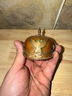 RARE CASQUE A POINTE ARTISANAT DE TRANCHEES 1914 1918 TRENCH ART SPIKED HELMET