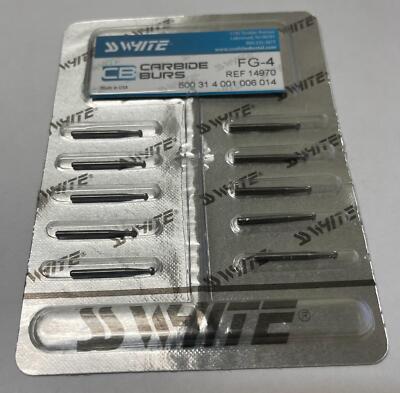 SS WHITE Dental Carbide Burs FG -(#4 -#332L)  10/pkg