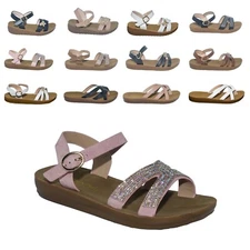 New Girls Kids Gladiator Strappy Flat Flip Flops Sandals Shoes Size 10-4