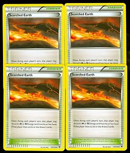 110//124 4x Scorched Earth Uncommon XY Fates Collide Pokemon Near Mint