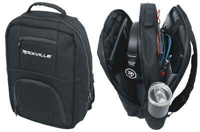 Rockville DJBP24 Rugged DJ Compact Backpack with 11 Compartments/Fits 17'' Laptop