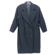 Vtg 80s Akira Black Long Coat VINTAGE Size Large Cashmere 