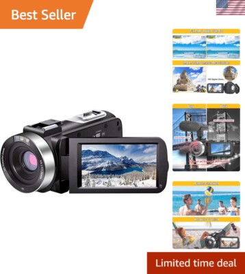 Lightweight 24MP Camcorder with 16X Zoom & 3.0 Inch Screen - Remote Control