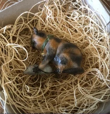 New 3D Dresden Paper Ornament Tortoise Shell Cat w Mouse  Christmas Tree Deco