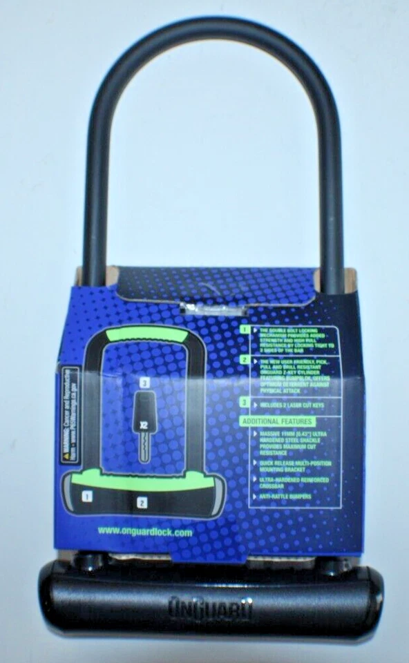 On Guard Neon 8152 Bicicleta U-Lock Negro Ciclomotor Moto Protección 11mm Envío Gratis Foto 3 de 4