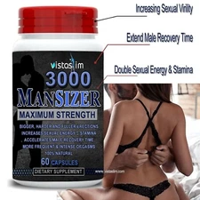 VistaSlim MANSIZER 3000 Male Supplements Longer Size Sexual Stamina 60 Pills