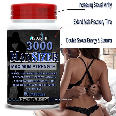 #ad VistaSlim MANSIZER 3000 Male Supplements Longer Size Sexual Stamina 60 Pills $14.99