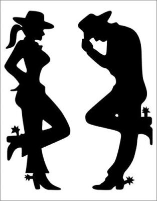 Cowgirl and Cowboy Silhouette Black Decal | eBay, image size:313x400