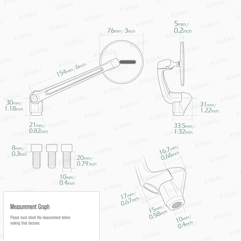 Espejos Super Slim OJO Redondos Negro Personalizado Moto Ebike con Adaptadores M10 Foto 2 de 4