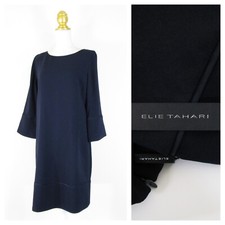 Elie Tahari Womens Solid Classic Black Esmarella Shift Dress Size 10 NWT $368