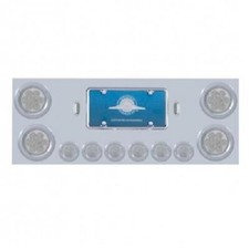 Rear Stainless Center Tail Panel w/ Red LED Lights, Clear Lenses - Semi Trucks