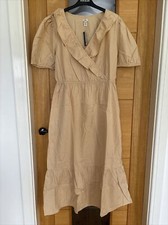 River Island Women’s Long Cotton Maxi Dress, Beige, Size 14.