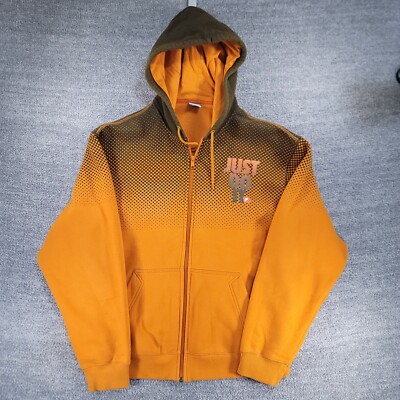 Vintage Nike Hoodie Mens Large Orange Sweatshirt All Over Print Full Zip 