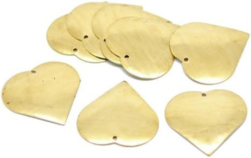 50 Solid Brass Stamping Heart Blanks with Hole Tag Pendants