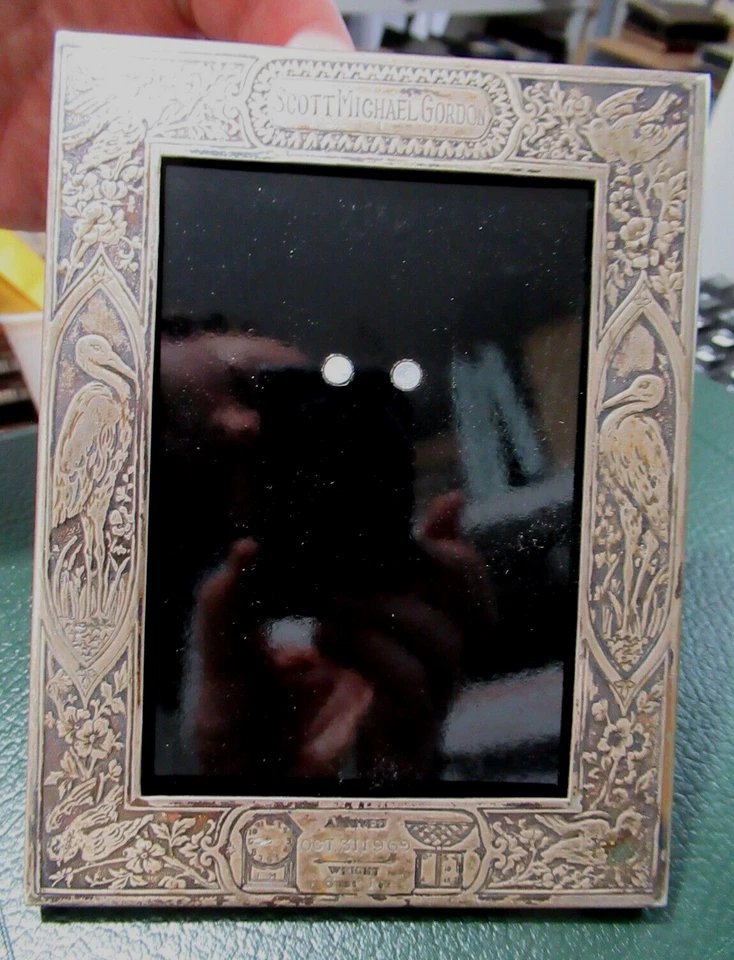 Raro marco de fotos CARTIER antiguo plateado BABY Scott Michael Gordon, 4,4" x 5,7" Foto 4 de 4