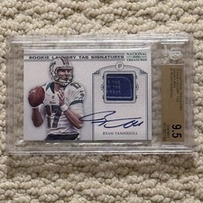 2012 National Treasures RC Laundry Tag Auto 2/10 Ryan Tannehill BGS 9.5/9 Pop 2