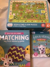 CHUCKLE & ROAR - Floor Puzzle + Matching Game + Aqua Draw Spring Easter Lot 3