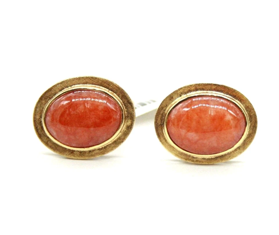 14K желтое золото недвижимости винтажный мексиканский опал мужские запонки 13,6 г 21 мм x 17 мм - Изображение 2 из 4