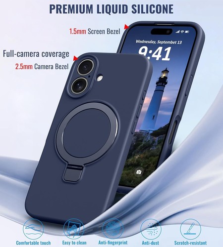 For iPhone 16 Pro Slim Soft Silicone Case & Magnetic Wireless Charger Kickstand - 第 53/67 張圖片