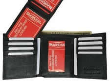 New Mens Trifold Leather Wallet Multi Pockets Black Classic Style Card ID New