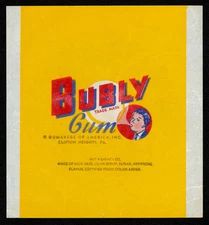 1938 Gumakers of America "Bubly Gum" wrapper.  RARE.  Seldom Seen. High grade.