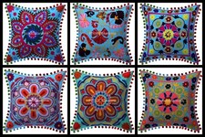 Handmade Embroidered FLORAL Cushion Cover Suzani assorated 5 pc Cushion Cover