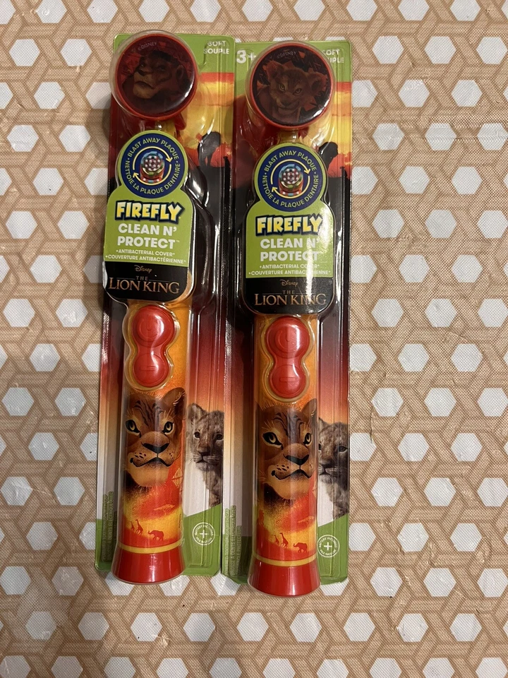 Cepillo de dientes eléctrico Firefly para niños Disney El Rey León suave lote de 2 Foto 2 de 4