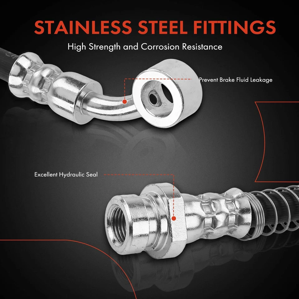 4x Brake Hydraulic Hose Line Front & Rear for Kia Amanti 2004 2005 2006 V6 3.5L - Image 4 of 4