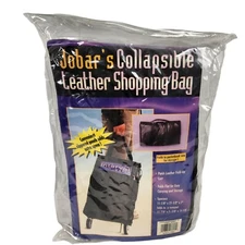 Rolling Black Leather Shopping Tote Bag Cart Collapsible Folding Portable Jobar
