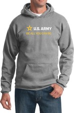 US Army Be All You Can Be White and Gold Strip Pullover Hoodie