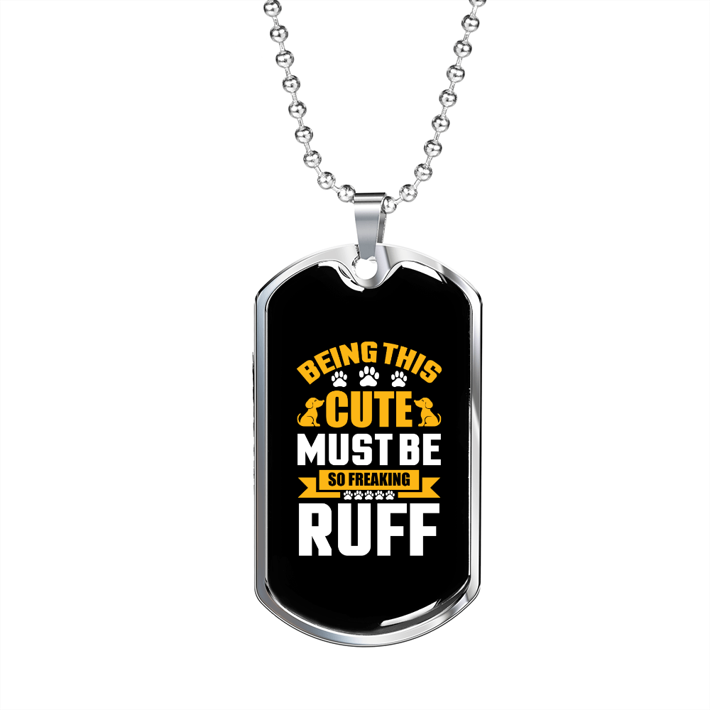 Being This Cute Plain Yellow Necklace Stainless Steel or 18k Gold Dog Tag 24