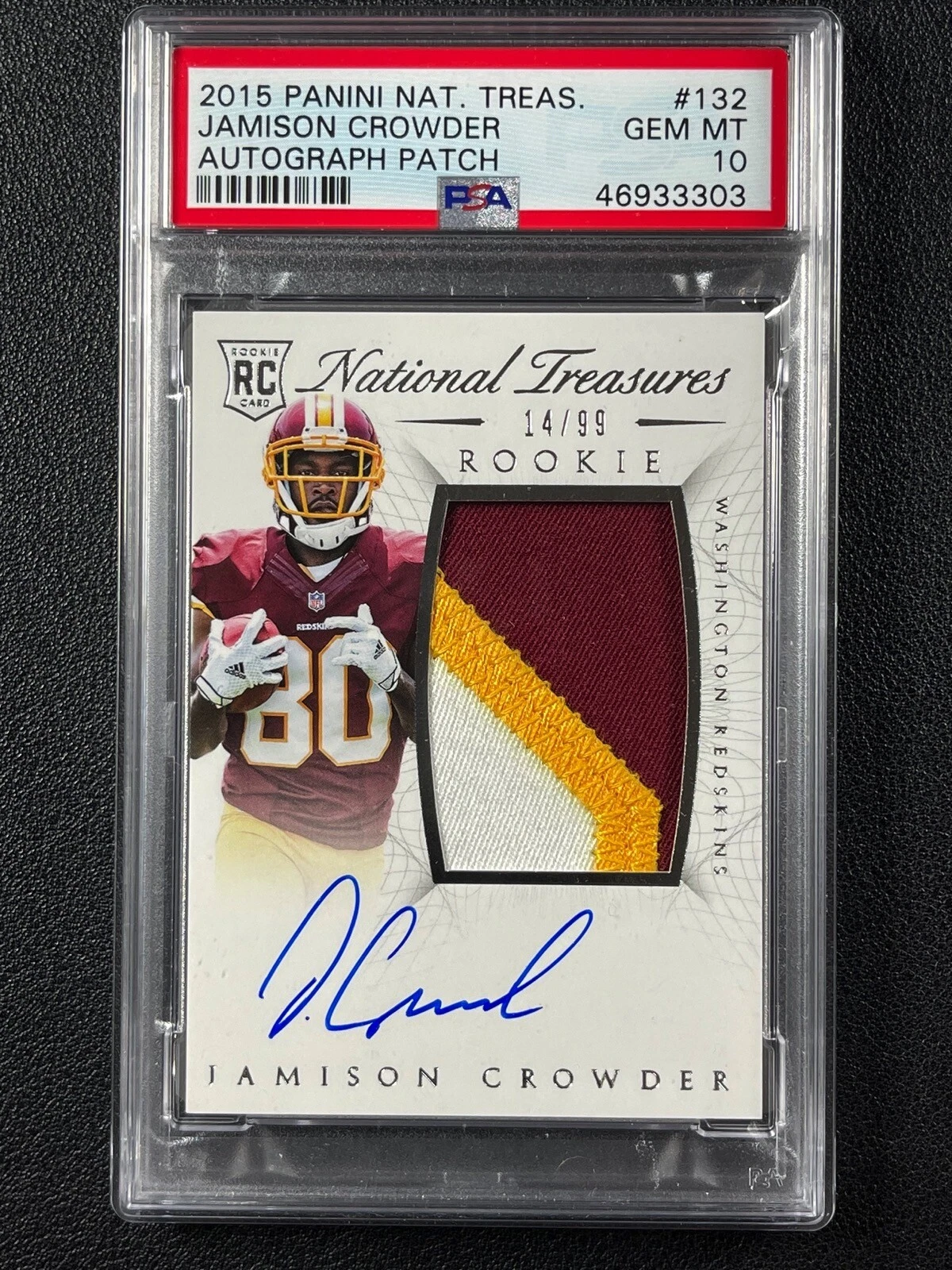 Jamison Crowder Panini National Treasures #132 Autograph Patch