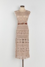 90s Taupe Crochet Skirt Set M