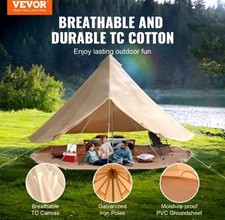 VEVOR Canvas Bell Tent 3m/9.8ft 4-Season Canvas Tent for Camping with Stove Jack