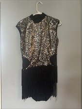 Weissman Women  s Adult Large Jazz Tap Dance Costume Black And Gold And Silver