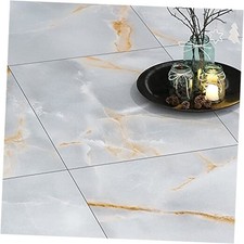Marble Peel and Stick Floor Tile 12 x 12 in 15 Pack Box of 15 Tiles Grey Gold
