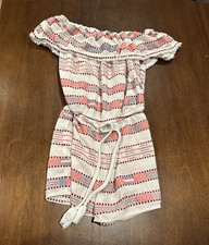 LOFT Off-Shoulder Striped Ruffle Romper Tasse...