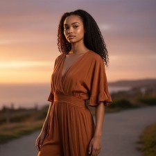 Storia Pumpkin Boho Wide-Leg Jogger Style Jumpsuit, L