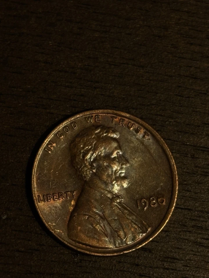 1980-D Lincoln Cent, used double die error. Rim, Obverse, and reverse. - Image 2 of 4