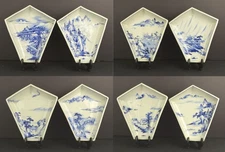 A Superb Set Of 8 Japanese Meiji Period Handpainted Porcelain Dishes