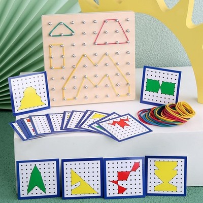 Holz Geoboard Mathematisch Manipulativ Array Block Spielzeug mit Musterkarten