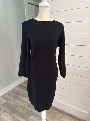Obakki Black Dress, Long Sleeve, One Ruched Side, Size 10