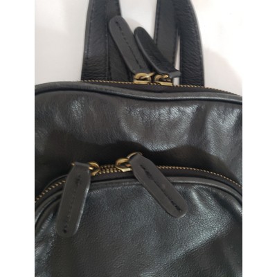 Margo 100% Black Pebble Leather Small Moto Backpack with Zip  display picture 1