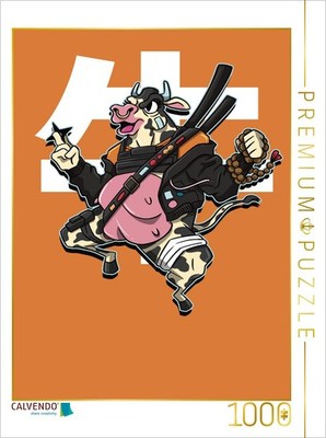 CALVENDO Puzzle Kuh Samurai | 1000 Teile Lege-Größe 64x48cm Foto-Puzzle für glüc