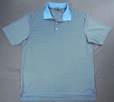 Peter Millar Polo Shirt Mens XL Blue Stripe Summer Comfort Golf Performance