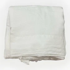 The Citizenry KING/CAL Stonewashed Linen Flat Sheet Solid White 100%French Linen