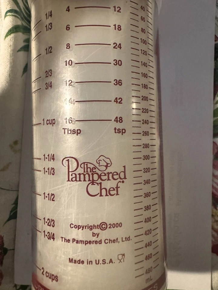 2000 vintage The Pampered Chef copo medidor líquido e seco suporte para 2 xícaras BOM - Imagem 4 de 4