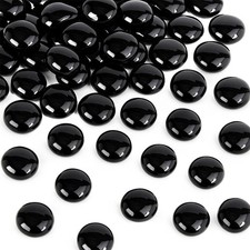 1LB Black Flat Glass Marbles Glass Pebbles Vase Filler Dark Beads Fishbowl